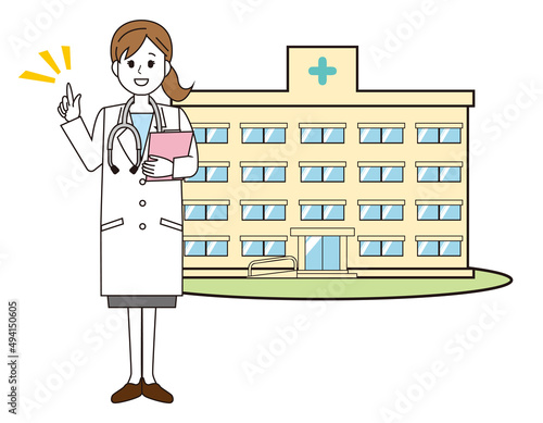 女性の医師　医療従事者　イラスト