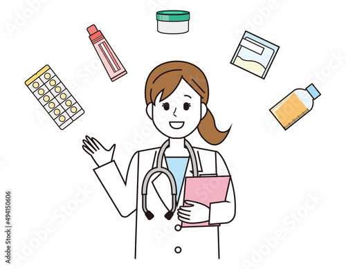 女性の医師　医療従事者　イラスト