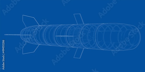 Military missile army rocket. Vector