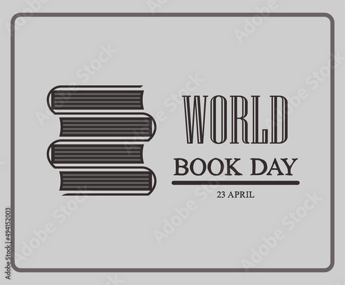 world book day and copyright day background illustration, logo, icon, flat design, Black photo