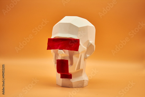 Plaster head of a man. Statue. Creative work of art