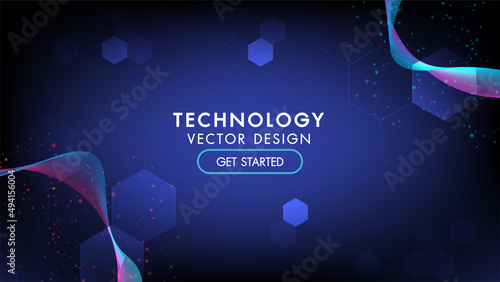 Abstract technology background Hi-tech communication concept, technology, digital business, innovation, science fiction scene vector illustration with copy-space.