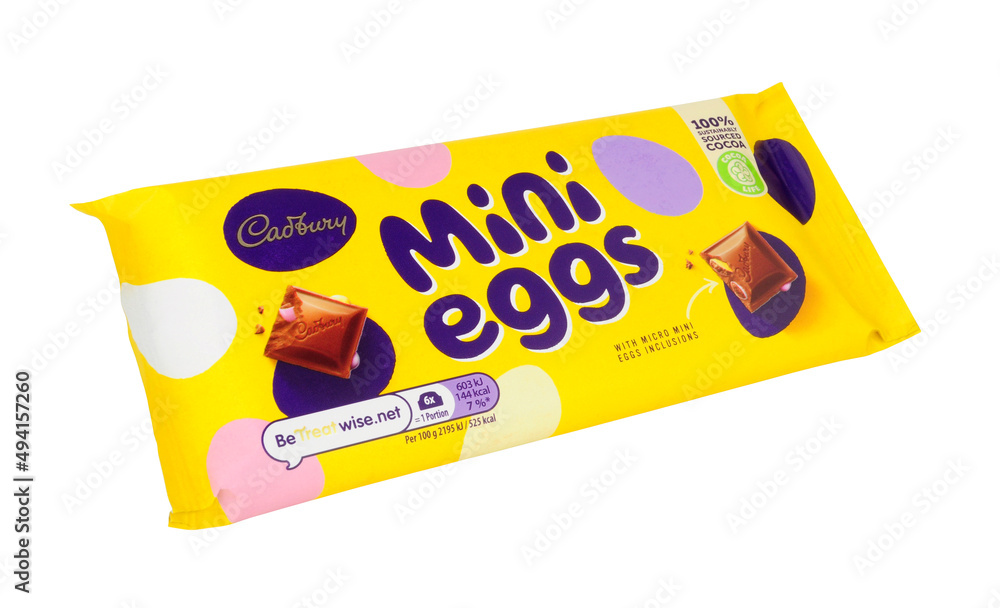 Cadbury mini eggs chocolate bar, milk chocolate with micro mini eggs