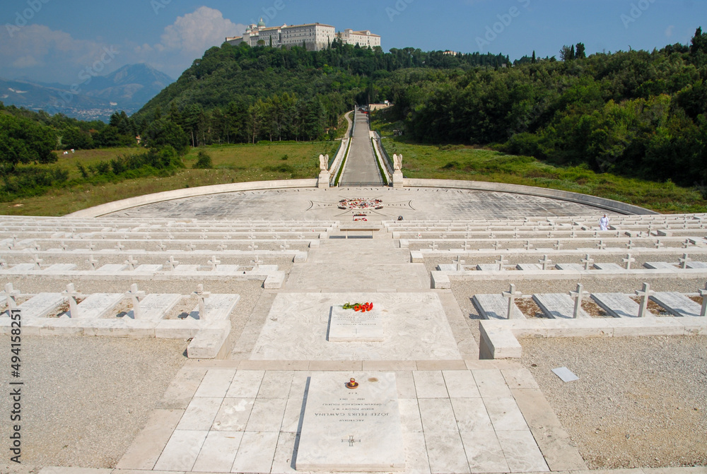 Fototapeta premium Cassino, Italy - June 2000: View on Monastery at Monte Cassino