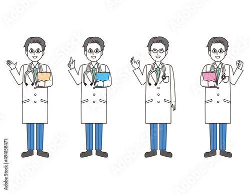 男性の医師　医療従事者　イラスト