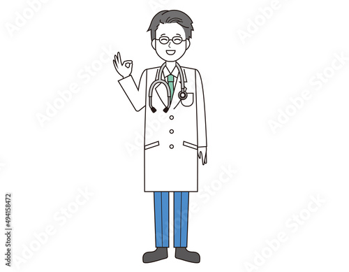 男性の医師　医療従事者　イラスト
