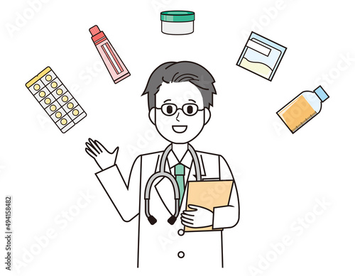 男性の医師　医療従事者　イラスト