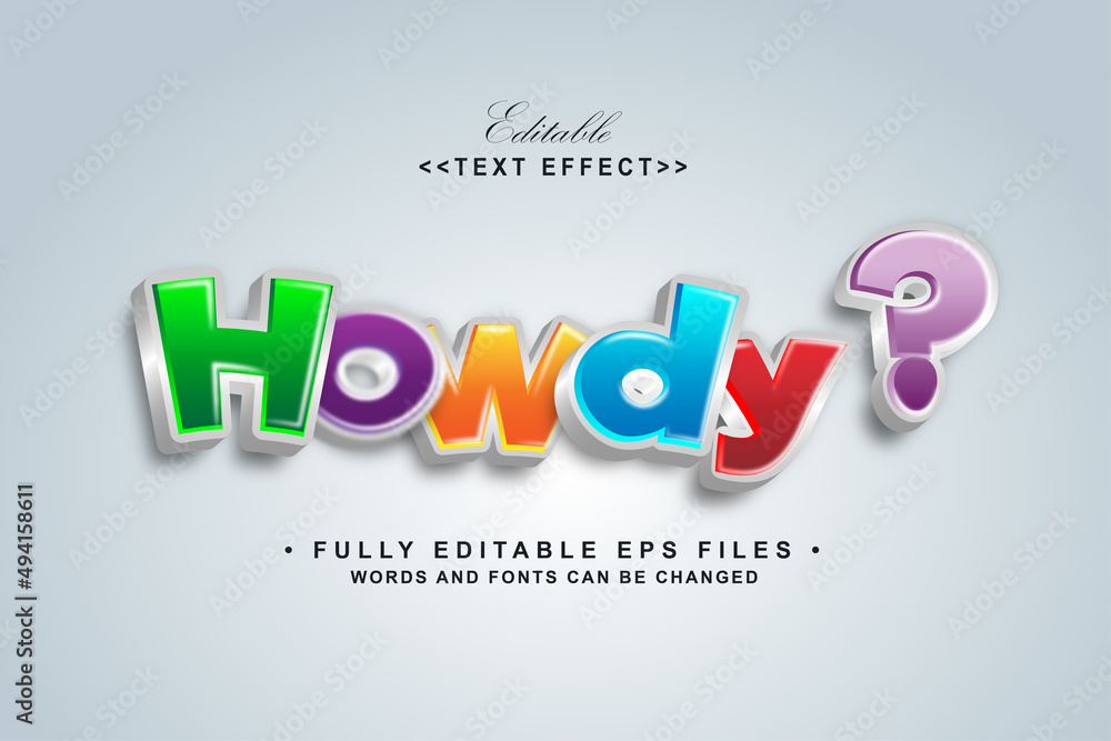 editable cartoon howdy text effect perfect for promotional banner.typhography logo