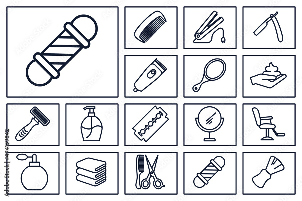 Barber shop set icon symbol template for graphic and web design collection logo vector illustration Barber shop set icon symbol template for graphic and web design collection logo vector illustration