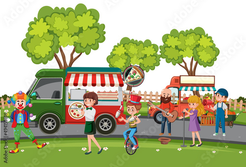 People shopping at the flea market scene