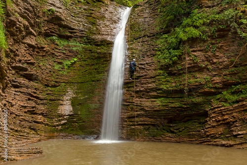 Waterfall in the mountains of Adygea.The Republic of Adygea, is a landlocked republic of Russia located in the North Caucasus. Eastern Europe. photo