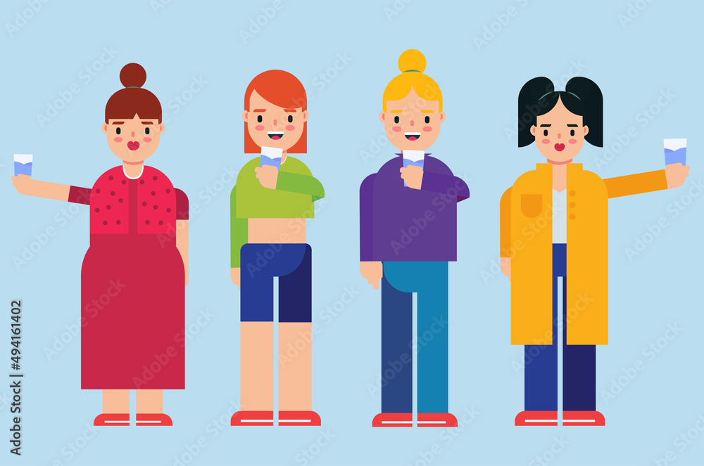 Ecological concept. female character who is standing and carrying a glass for water. character background illustration can be used on banners commemorating world water day Ecological concept. female character who is standing and carrying a glass for water. character background illustration can be used on banners commemorating world water day