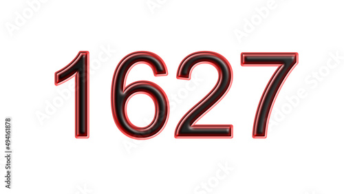 red 1627 number 3d effect white background
