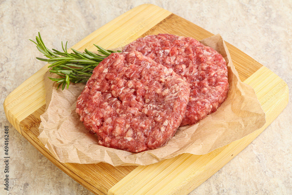 Raw beef burger cutlet for grill Raw beef burger cutlet for grill