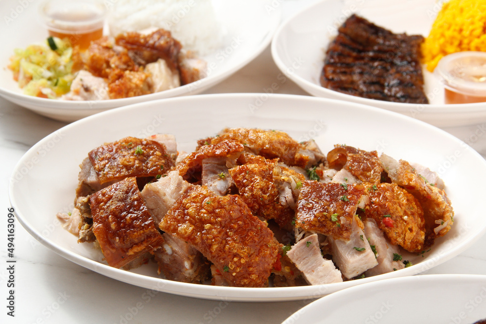Sliced Lechon belly or Pork pork belly Sliced Lechon belly or Pork pork belly