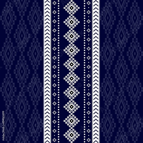 Geometric ethnic oriental seamless pattern traditional Design for background,carpet,wallpaper.clothing,wrapping,Batik fabric,Vector illustration.embroidery style - Sadu, sadou, sadow or sado