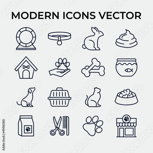 Pet, vet, pet shop set icon symbol template for graphic and web design collection logo vector illustration