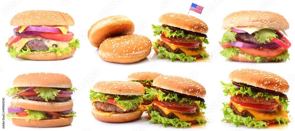 American hamburger on a white background American hamburger on a white background