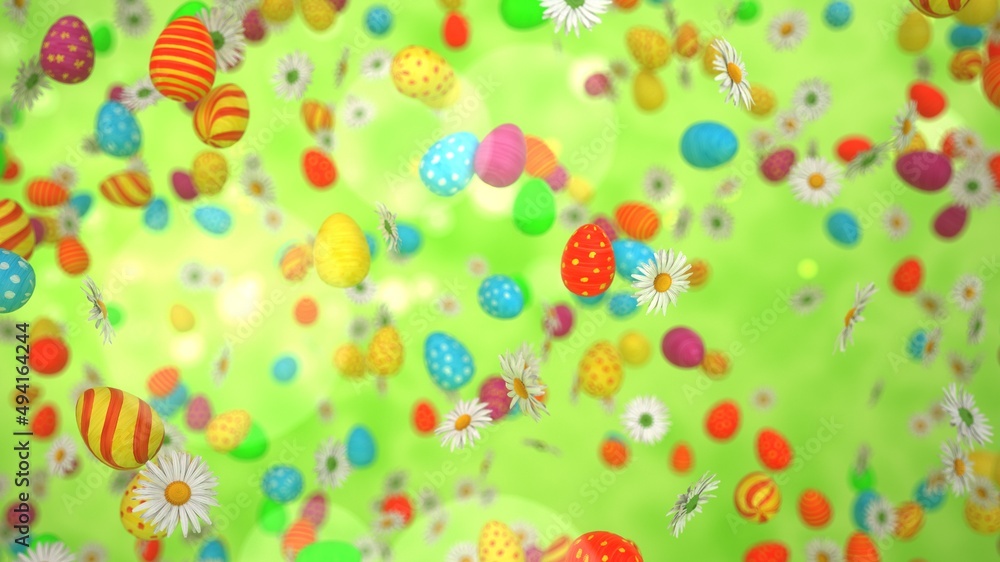 Flying Easter Eggs Daisy Flowers Flying Easter Eggs Daisy Flowers