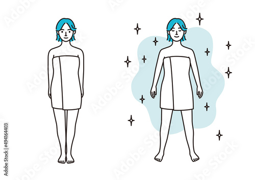 お風呂の女性 3色