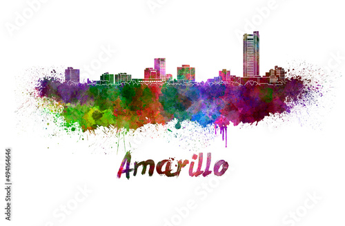 Amarillo skyline in watercolor