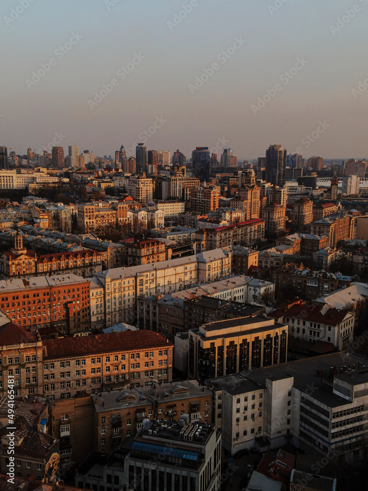 Image of city Kyiv. Capital of Ukraine from above. Kyiv city drone image. The city center of Kyiv