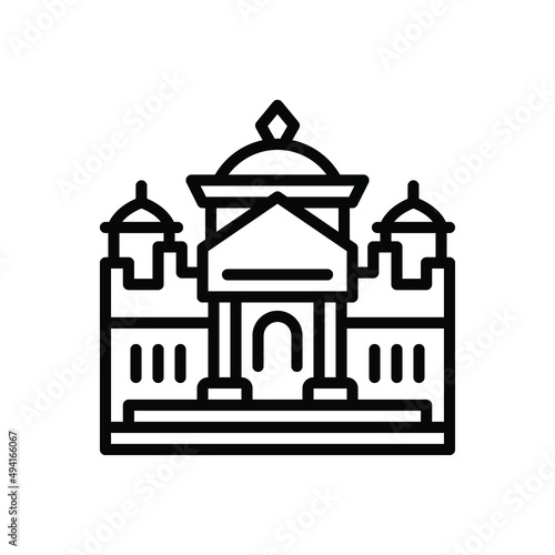 Black line icon for temple
