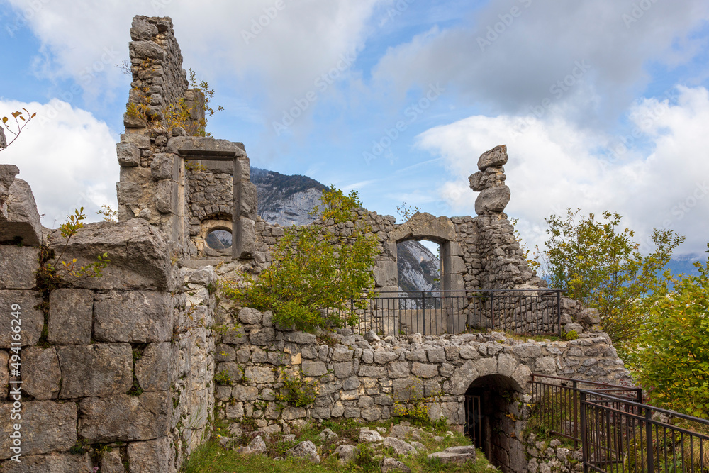 Saint Pierre d'Entremont. France. 10-13-2021. Remains of Saint Pierre d'Entremont castle. Chartreuse. Savoy. France