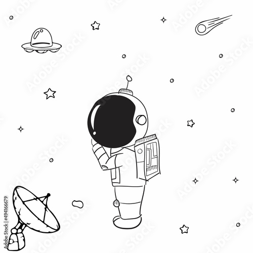 Astronauts characters in flat cartoon style vector illustration