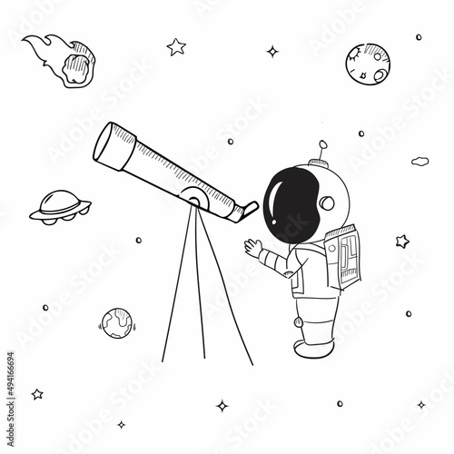 Astronauts characters in flat cartoon style vector illustration