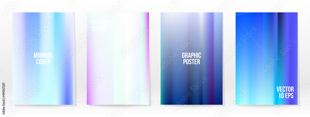 Fototapeta premium Holographic Poster Set Iridescent Technology Cover