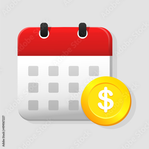 Calendar with dollar money. Vector illustration