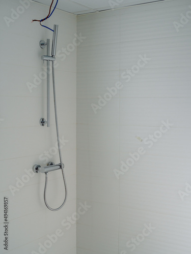 New construction shower in new apartment. construction concept