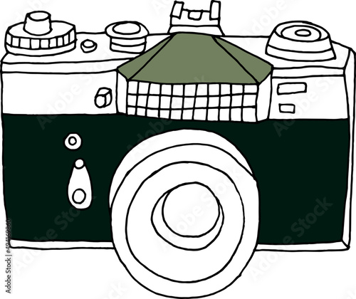 Vintage Camera Colored Hand Drawn Illustration