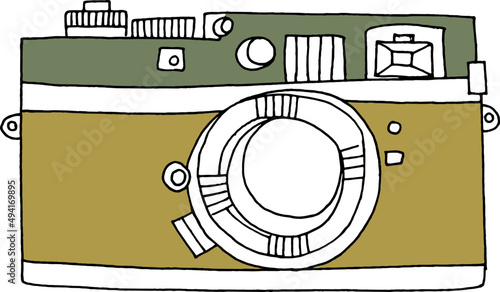 Vintage Photo Camera Colored Hand Drawn Illustration