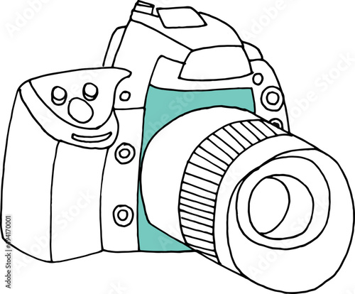 Modern Photo Camera Icon Hand Drawn Illustration
