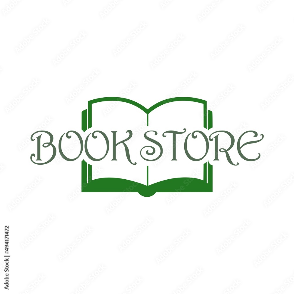 Book store Logo. Open book icon isolated on white background