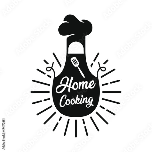 Home cooking logo. Apron vector icon