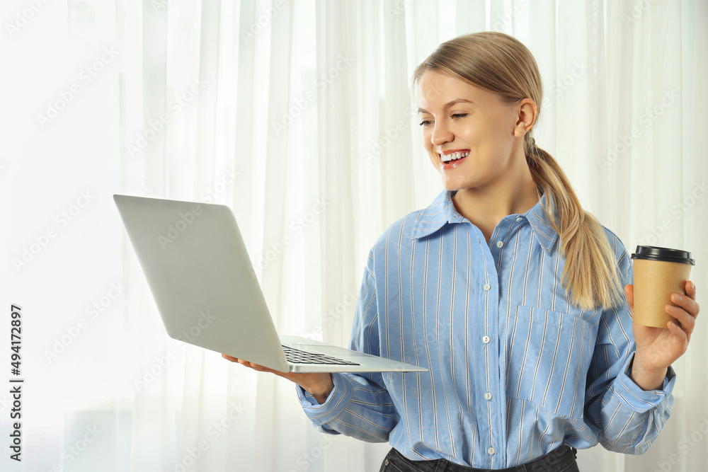 Concept of business with young attractive business woman Concept of business with young attractive business woman