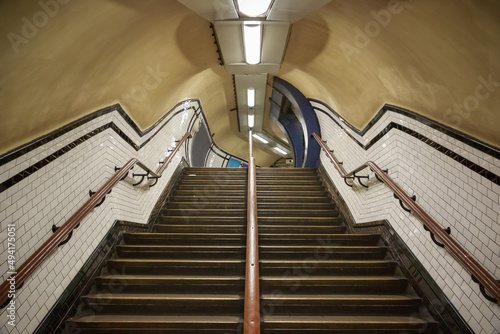 Fototapeta Staircase up to a passage at Camden Town underground station in London
