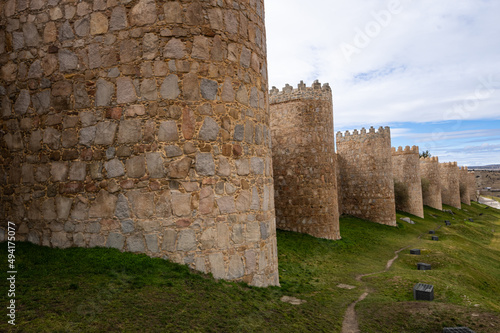 View of the wall of Ávila (Spain), a World Heritage Site. Winter 2022