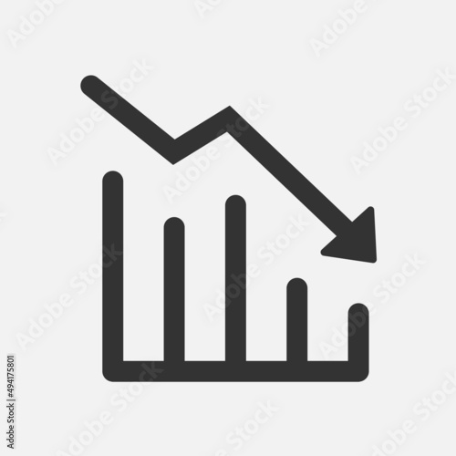 Decrease graph down chart icon isolated flat design vector illustration