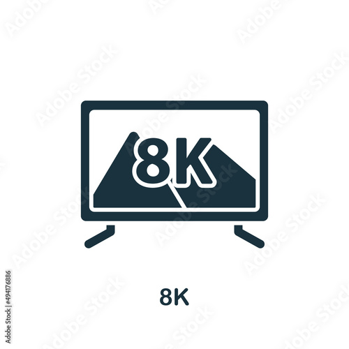 8K icon. Monochrome simple icon for templates, web design and infographics