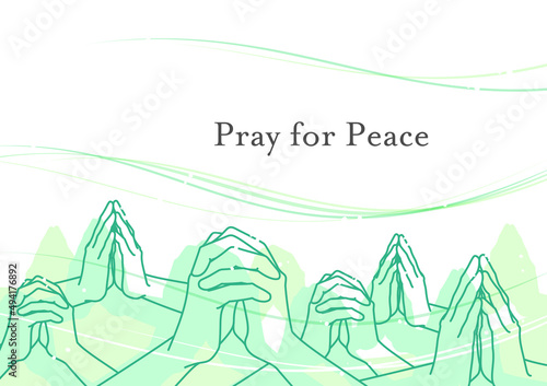 Illustration of many hands praying for peace