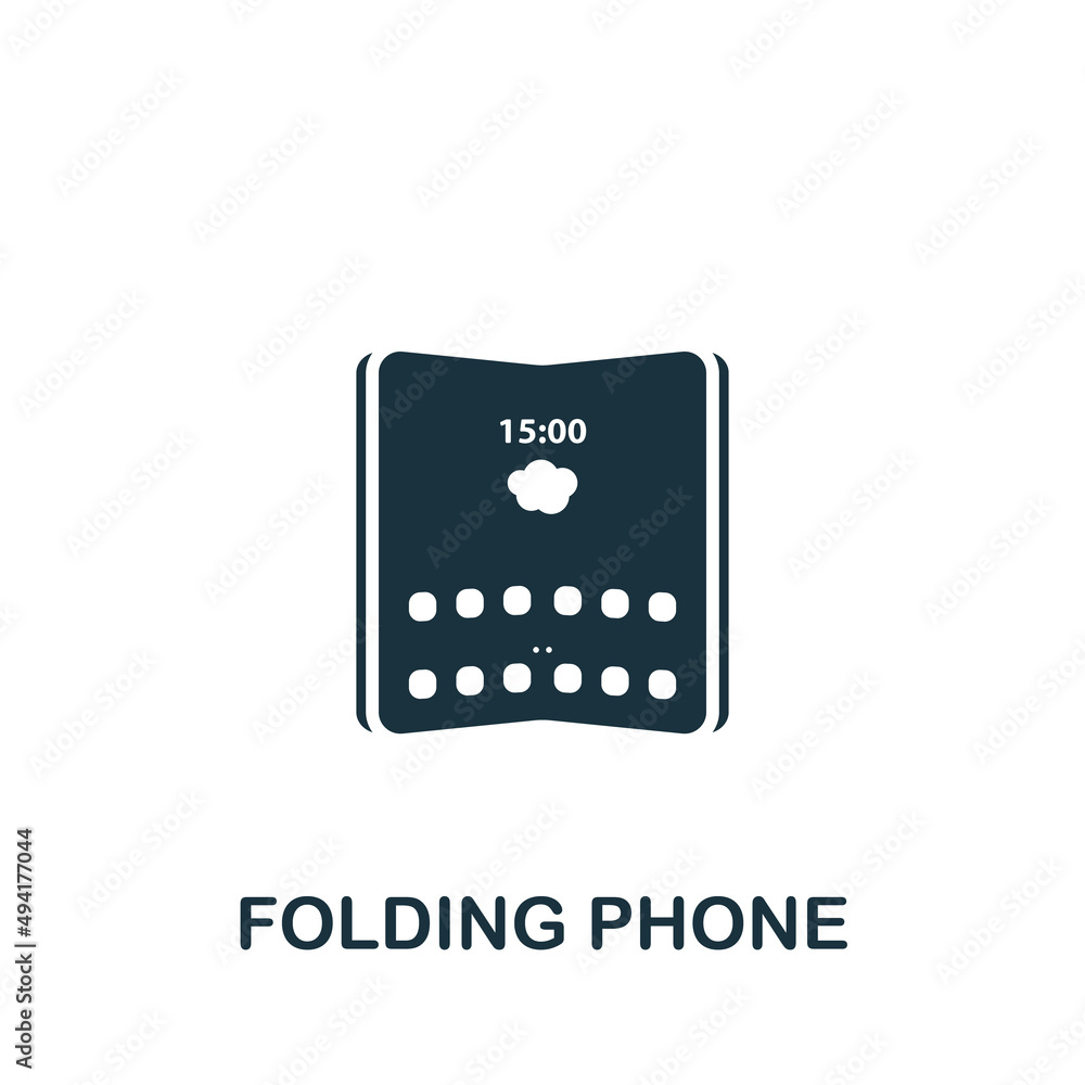 Folding Phone icon. Monochrome simple icon for templates, web design and infographics Folding Phone icon. Monochrome simple icon for templates, web design and infographics