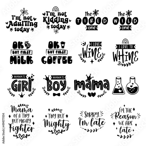 Mama and mini vector set mom life