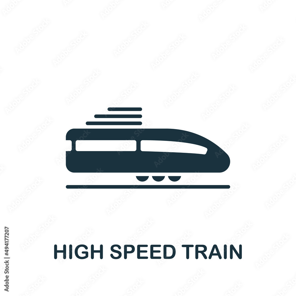 High Speed Train icon. Monochrome simple icon for templates, web design and infographics High Speed Train icon. Monochrome simple icon for templates, web design and infographics