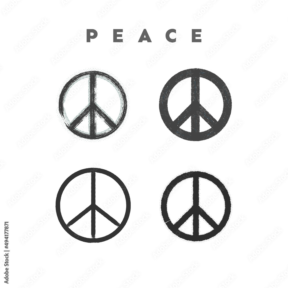 grunge peace sign set, Vector illustration of peace symbol with dirty texture grunge peace sign set, Vector illustration of peace symbol with dirty texture