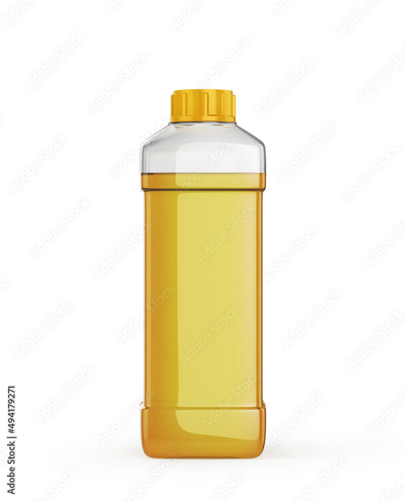 Bottle of car maintenance products on a white background. Oil, detergents and lubricants. 3d illustration Bottle of car maintenance products on a white background. Oil, detergents and lubricants. 3d illustration