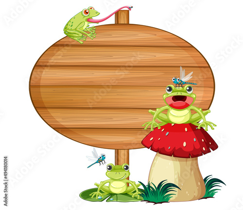 Blank oval wooden signboard with animal